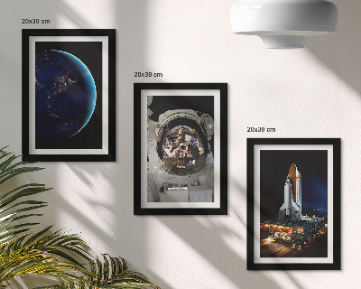Billedvæg Rumbilleder med Jorden, astronaut og raket