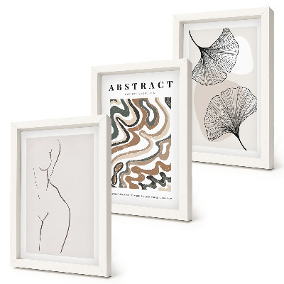 Billedvæg Abstrakt plakat med feminine former i blade i boho-stil