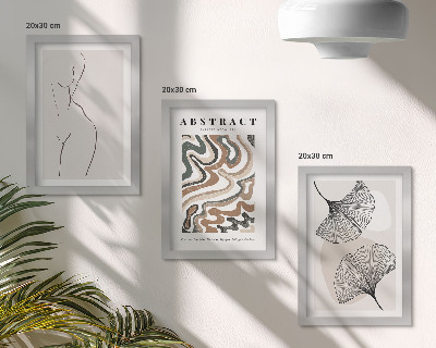 Billedvæg Abstrakt plakat med feminine former i blade i boho-stil