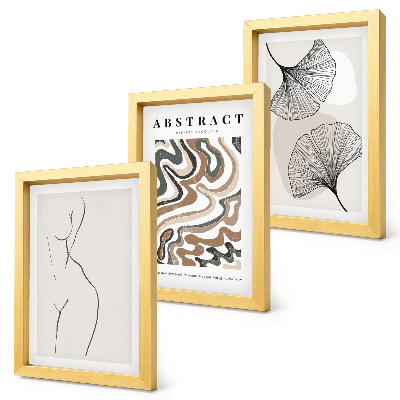 Billedvæg Abstrakt plakat med feminine former i blade i boho-stil