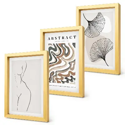 Billedvæg med abstrakt plakat i boho-stil med feminine former og blade