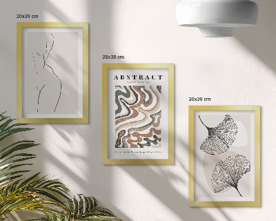 Billedvæg Abstrakt plakat med feminine former i blade i boho-stil