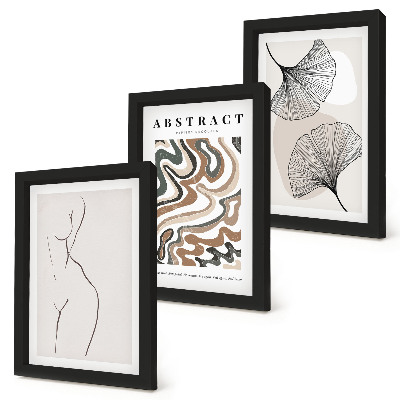 Billedvæg Abstrakt plakat med feminine former i blade i boho-stil