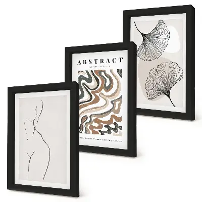 Billedvæg med abstrakt plakat i boho-stil med feminine former og blade