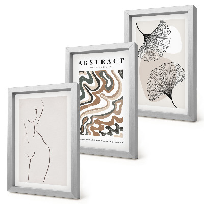 Billedvæg Abstrakt plakat med feminine former i blade i boho-stil