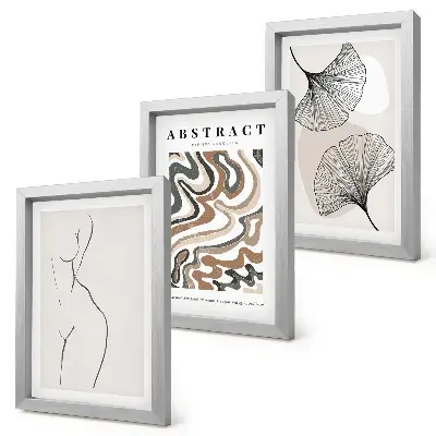 Billedvæg med abstrakt plakat i boho-stil med feminine former og blade