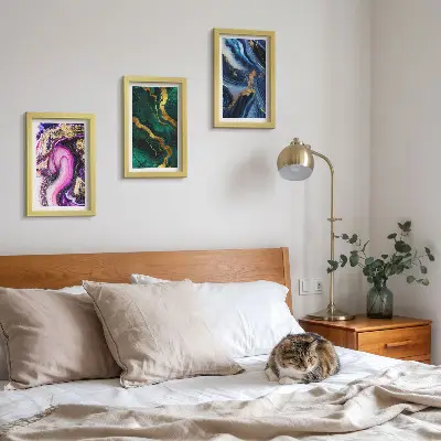 Moderne billedsæt med abstrakte mønstre i nuancer af pink, grøn og blå