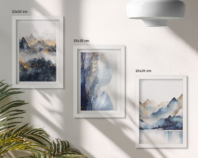 Moderne billedsæt Bjerglandskaber med blå og grå toner