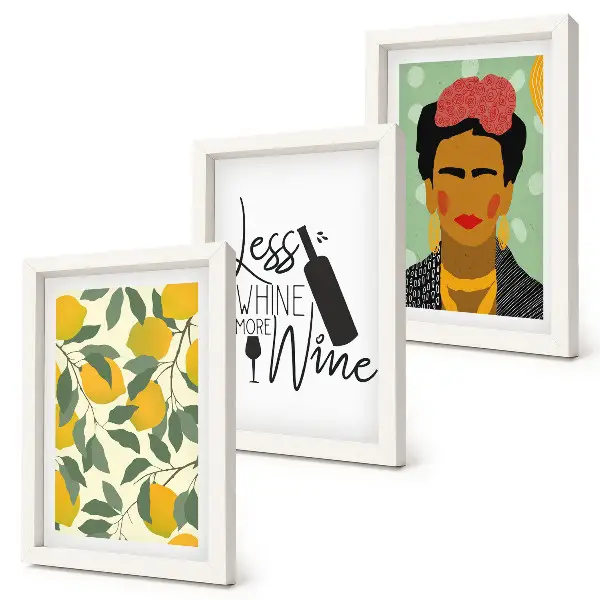 Moderne billedsæt med citroner og Frida Kahlo portræt