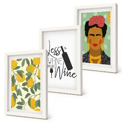 Moderne billedsæt med citroner og Frida Kahlo portræt