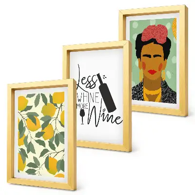 Moderne billedsæt med citroner og Frida Kahlo portræt