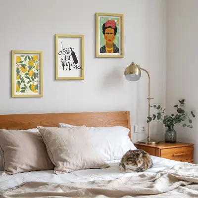 Moderne billedsæt med citroner og Frida Kahlo portræt