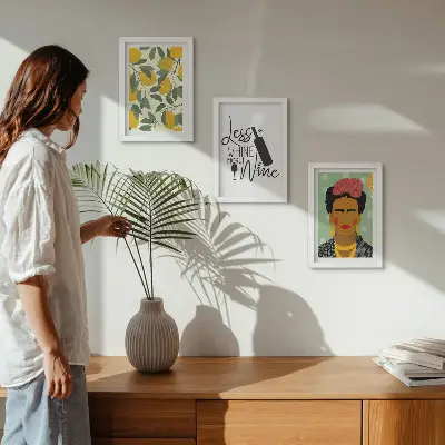 Moderne billedsæt med citroner og Frida Kahlo portræt
