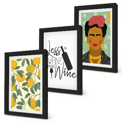 Moderne billedsæt med citroner og Frida Kahlo portræt