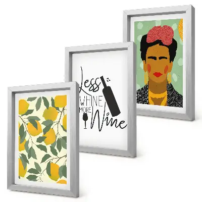 Moderne billedsæt med citroner og Frida Kahlo portræt