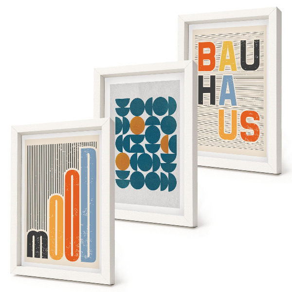Pakke med billeder og rammer Plakater med geometriske mønstre i Bauhaus-stil