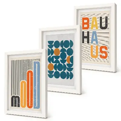Plakater med geometriske mønstre i Bauhaus-stil pakke med billeder og rammer