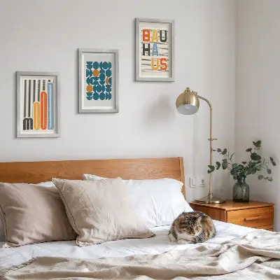 Plakater med geometriske mønstre i Bauhaus-stil pakke med billeder og rammer