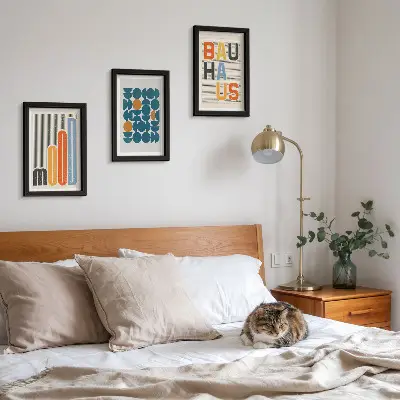 Plakater med geometriske mønstre i Bauhaus-stil pakke med billeder og rammer