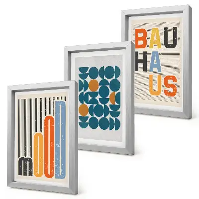 Plakater med geometriske mønstre i Bauhaus-stil pakke med billeder og rammer