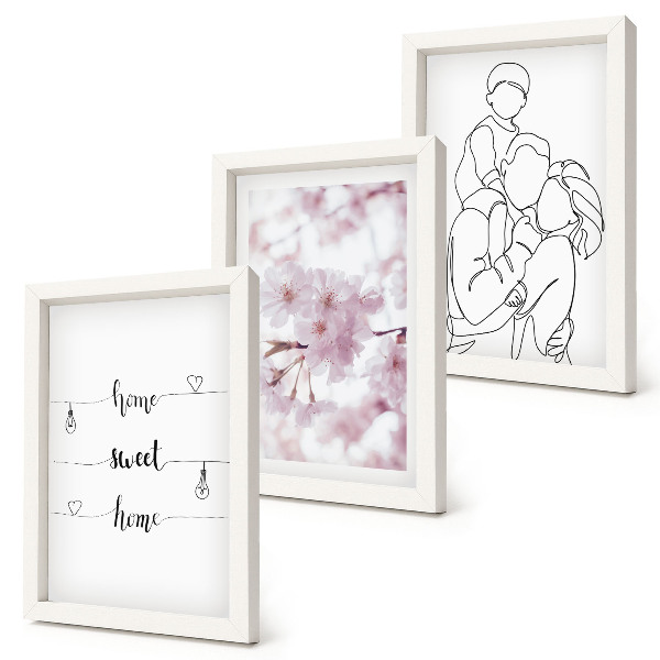 Billedvæg Blomster og familie i et minimalistisk design