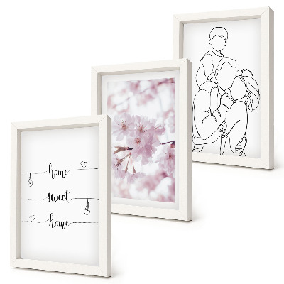 Billedvæg Blomster og familie i et minimalistisk design