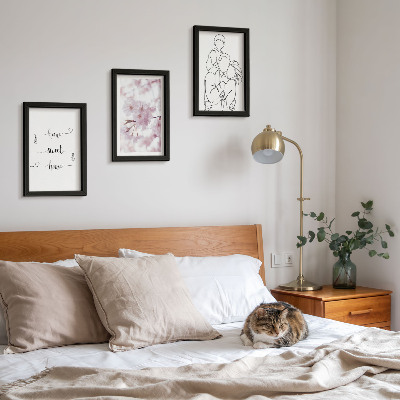 Billedvæg Blomster og familie i et minimalistisk design