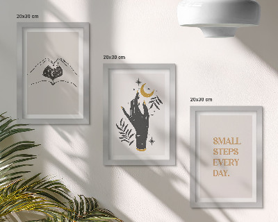 Pakke med billeder og rammer Minimalistiske illustrationer inspirerende boho tekst