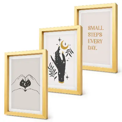 Pakke med illustrationer og rammer minimalistiske med inspirerende boho-tekst