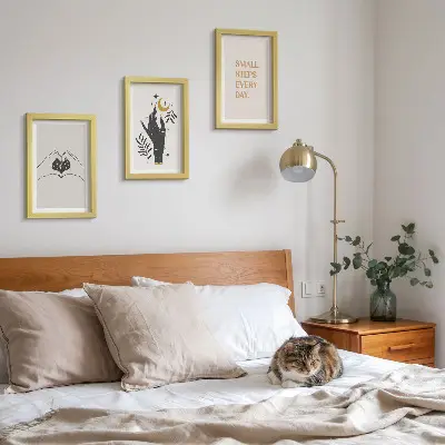 Pakke med illustrationer og rammer minimalistiske med inspirerende boho-tekst