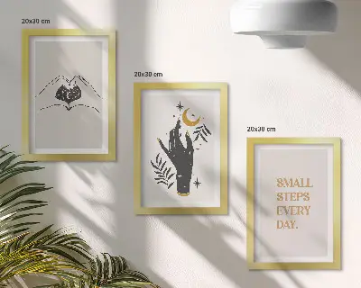 Pakke med illustrationer og rammer minimalistiske med inspirerende boho-tekst