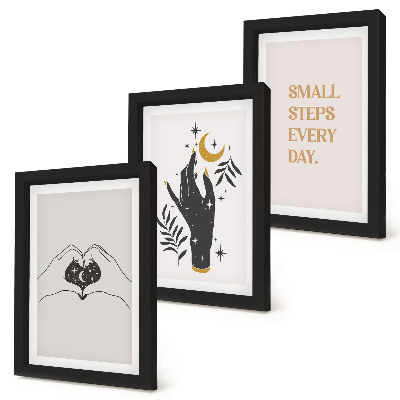 Pakke med billeder og rammer Minimalistiske illustrationer inspirerende boho tekst
