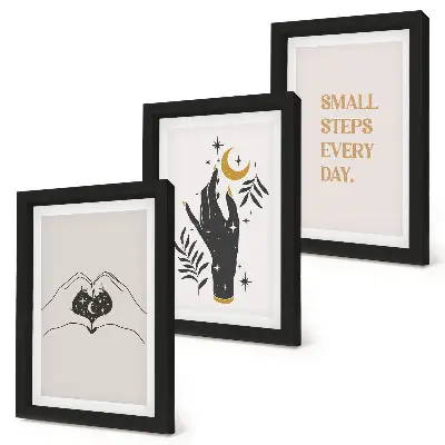 Pakke med illustrationer og rammer minimalistiske med inspirerende boho-tekst
