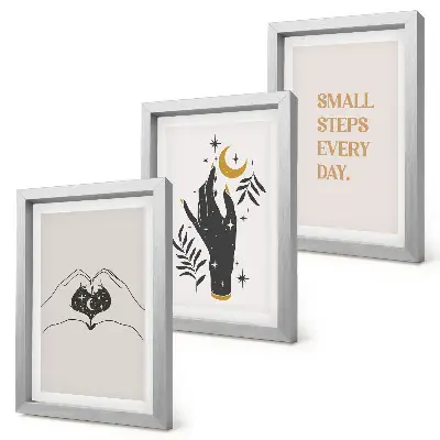 Pakke med illustrationer og rammer minimalistiske med inspirerende boho-tekst