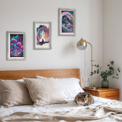 Pakke med billeder og rammer Farverige illustrationer i fantasy-stil