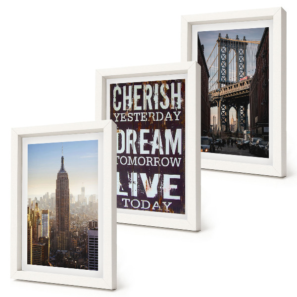 Pakke med billeder og rammer New York City Landskaber med et inspirerende citat