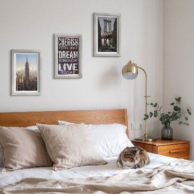 Pakke med billeder og rammer New York City Landskaber med et inspirerende citat