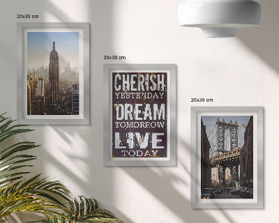 Pakke med billeder og rammer New York City Landskaber med et inspirerende citat