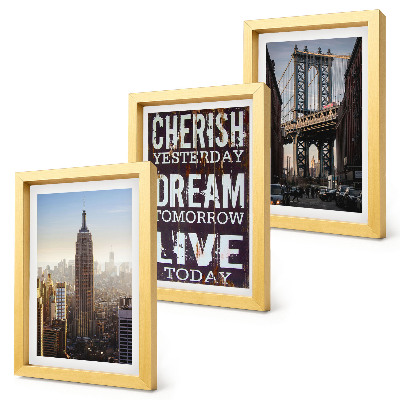 Pakke med billeder og rammer New York City Landskaber med et inspirerende citat