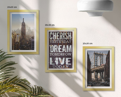 Pakke med billeder og rammer New York City Landskaber med et inspirerende citat