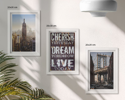 Pakke med billeder og rammer New York City Landskaber med et inspirerende citat