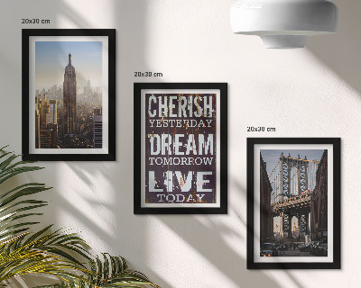 Pakke med billeder og rammer New York City Landskaber med et inspirerende citat