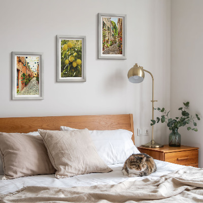Billedvæg Charmerende gader med blomster og citroner i baggrunden