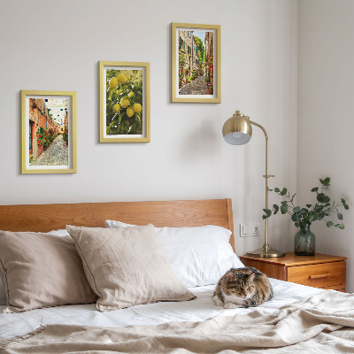 Billedvæg Charmerende gader med blomster og citroner i baggrunden