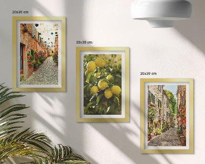 Billedvæg Charmerende gader med blomster og citroner i baggrunden