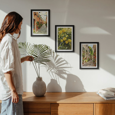 Billedvæg Charmerende gader med blomster og citroner i baggrunden
