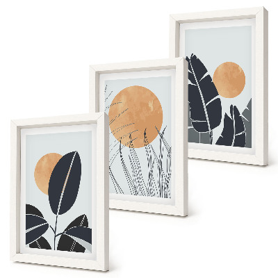 Billedvæg Plantemønstre med store sole, minimalistisk stil