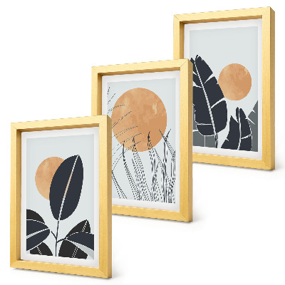 Billedvæg Plantemønstre med store sole, minimalistisk stil