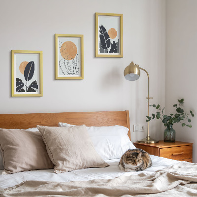 Billedvæg Plantemønstre med store sole, minimalistisk stil