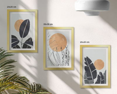Billedvæg Plantemønstre med store sole, minimalistisk stil